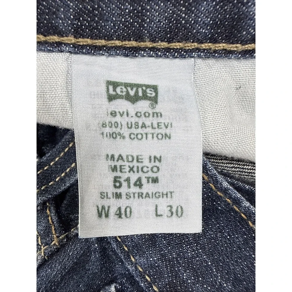 Levi's 514 Jeans Men's 40X30 Slim Straight Blue Denim Dark Wash 100% Cotton